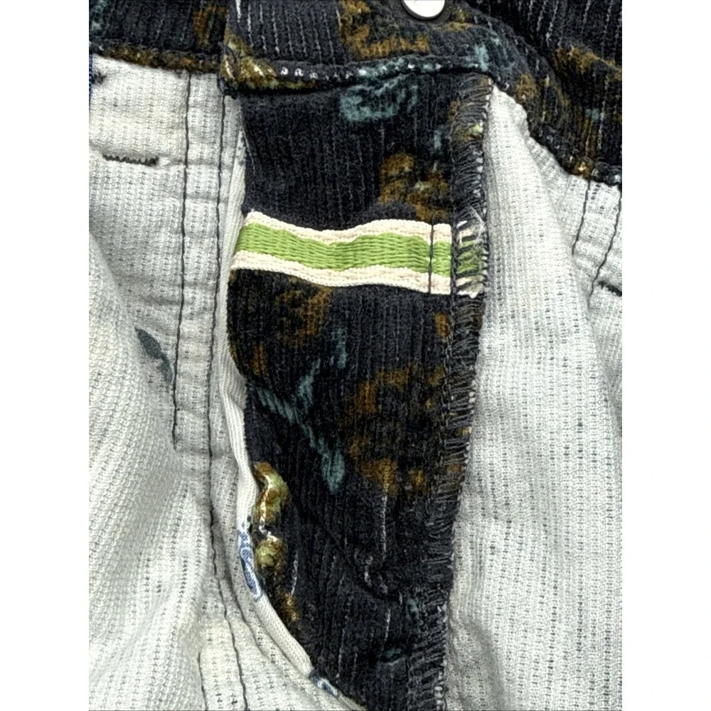 Anthropologie Pilcro The Icon Flare Low Rise Navy Corduroy Print Jeans Size 23 - Picture 13 of 13